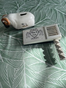 Vintage Derby County Rams Clacker And Ram Pottery Money Box With Slight Damage for sale on Ebay