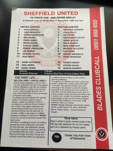 1996-7 Sheffield Utd v Bolton (Youth Cup) for sale on Ebay