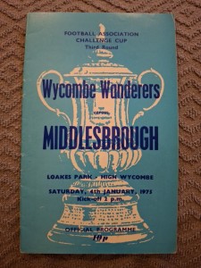 Wycombe Wanderers v Middlesbrough programme.  4/1/1975  FA Cup  for sale on Ebay