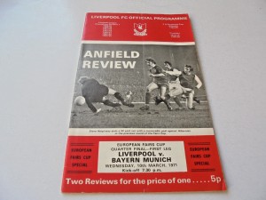 1970/71 LIVERPOOL V BAYERN MUNICH (EUROPEAN FAIRS CUP) PROGRAMME DATED 10.3.1971 for sale on Ebay