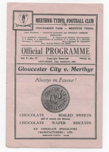 1950/51 Southern League - MERTHYR TYDFIL v. GLOUCESTER CITY for sale on Ebay