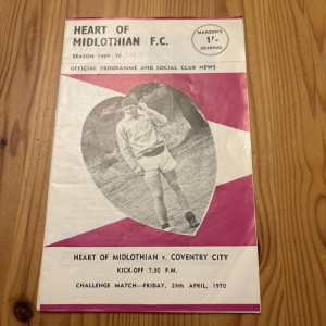 Hearts FC v Coventry City Challenge Match Programme 24.04.1970 !SALE! for sale on Ebay