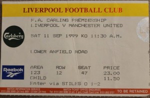 Liverpool V Manchester United Ticket 99-00 for sale on Ebay