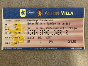 2005/06  Aston Villa v Manchester United Full Ticket - Mint for sale on Ebay