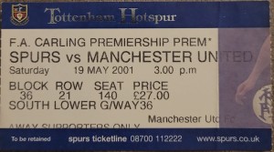Spurs V Manchester United Ticket 00-01 for sale on Ebay