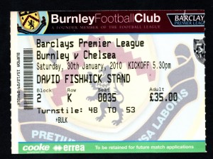 Burnley v Chelsea 2009-2010 Premier League Ticket 30/01/2010 for sale on Ebay