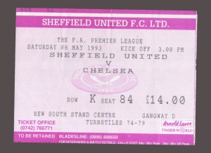 Sheffield United v Chelsea 1992-1993 Premier League Ticket 08/05/1993 for sale on Ebay