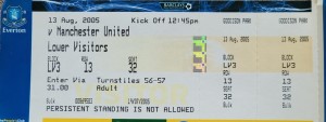 Everton V Manchester United Unused Ticket 05-06 for sale on Ebay