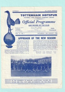 1958-1959 PUBLIC TRIAL : TOTTENHAM / SPURS WHITES v BLUES ON 16TH AUGUST 1958 for sale on Ebay
