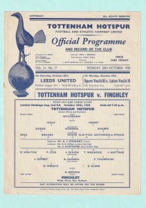 1958/59 LONDON CHALLENGE CUP : TOTTENHAM HOTSPUR v FINCHLEY ON 20TH OCTOBER for sale on Ebay