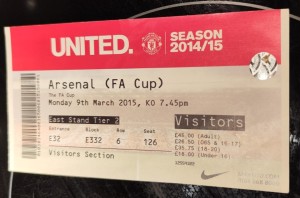 MAN UTD v ARSENAL Ticket Stub - FA Cup QF 9th Mar 2015 FREEPOST for sale on Ebay