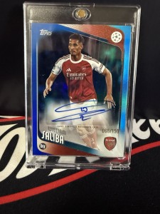 William Saliba 066/150 Auto Topps UEFA 2025/26 Arsenal Autograph Card for sale on Ebay