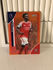 2024-25 Topps Chrome Premier League Bukayo Saka Orange Wave /25 Arsenal for sale on Ebay