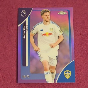 Topps Chrome Premier League 2026 Anton Stach 14/75 Purple Refractor Leeds United for sale on Ebay