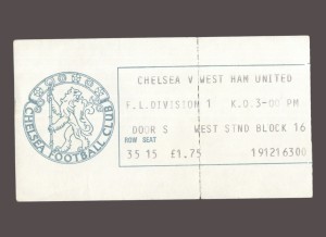 Chelsea v West Ham United 1980-1981 Division Two Ticket 06/09/1980 for sale on Ebay
