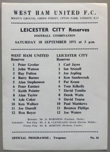 1971/72 West Ham United Reserves v Leicester City Football Combination for sale on Ebay