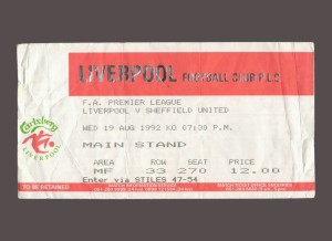 Liverpool v Sheffield United 1992-1993 Premier League Ticket 19/08/1992 for sale on Ebay