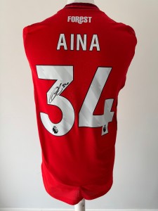 Signed OLA AINA Shirt - Nottingham Forest - EXACT PROOF/COA - Chelsea Nigeria for sale on Ebay