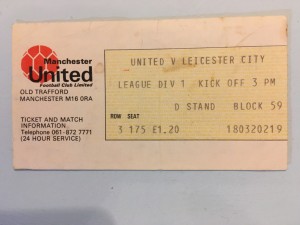 Man United V Leicester City 1977 ticket for sale on Ebay