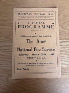 BRENTFORD - THE ARMY v NATIONAL FIRE SERVICE 1943/44 (INTER-ALLIED SERVICES CUP) for sale on Ebay