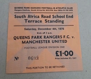 1976/77 Queens Park Rangers v Manchester United, 4th December 1976 ticket for sale on Ebay
