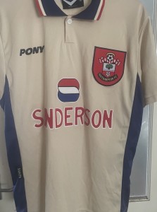 Vintage Southampton FC PONY Third Shirt Sanderson Medium 1995-1997 Cream Rare for sale on Ebay