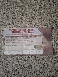 MATCH TICKET PREMIER LEAGUE MAN UTD V MIDDLESBROUGH 28th oct 1995 for sale on Ebay