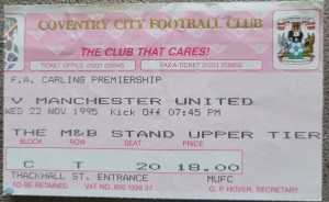 Coventry City V Manchester United Ticket 95-96 for sale on Ebay