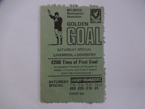 1980s? Division 1 Liverpool v Coventry City Golden Goal Opened Ticket for sale on Ebay