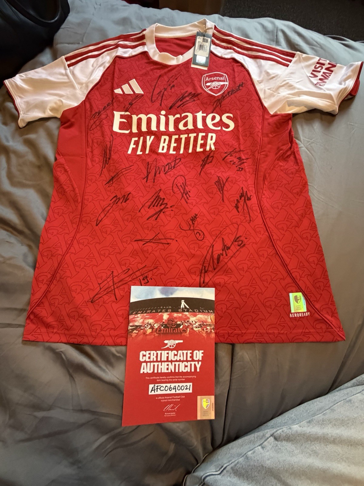 Arsenal Signed Shirt 25/26 Autographed Official Club COA Rice Saka Odegaard + for sale on Ebay