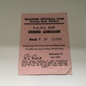 WATFORD V MANCHESTER UNITED FA CUP THIRD ROUND MATCH TICKET 1982 for sale on Ebay