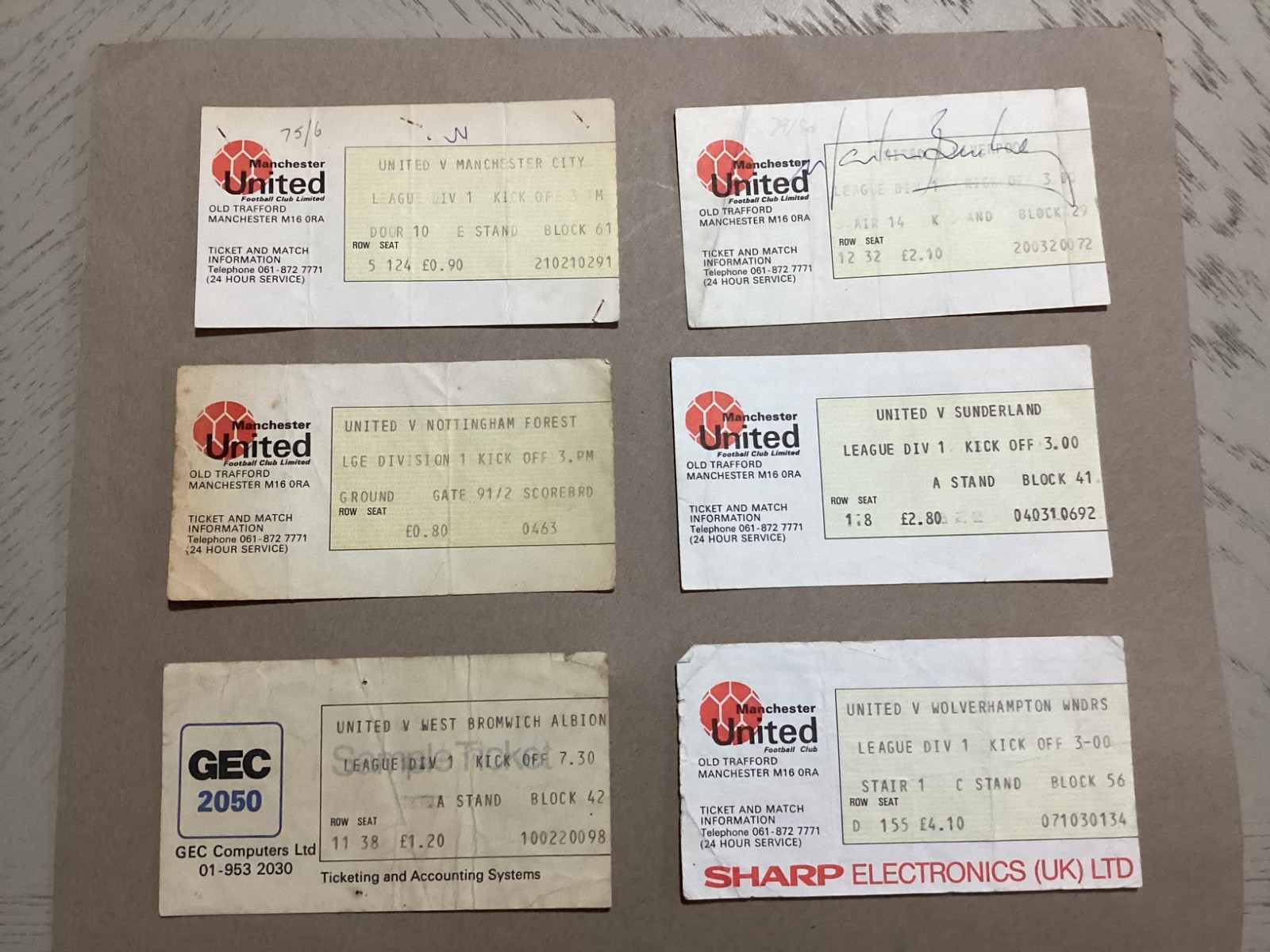 6 x Manchester United Home Tickets Stubs 1980s League Division 1 for sale on Ebay