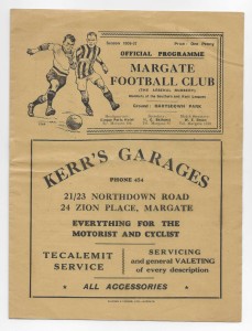 1936 Southern League Championship Match - MARGATE v. PLYMOUTH ARGYLE Reserves for sale on Ebay