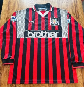 Manchester City 1994-96 Keith Curle match worn issued long sleeve shirt for sale on Ebay