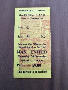 wrexham v manchester united ticket ecwc 1990/91 for sale on Ebay