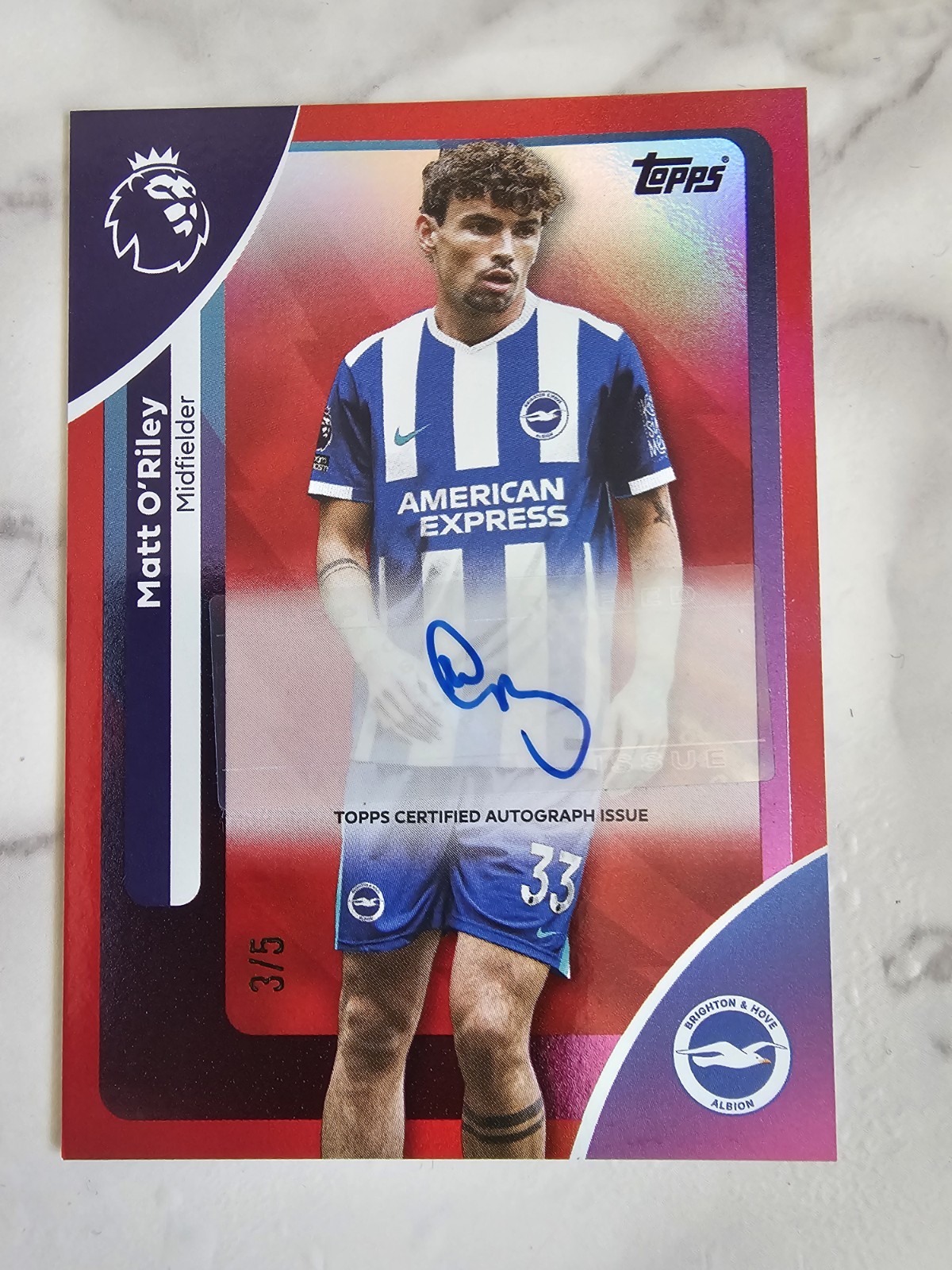 Matt O Riley 3/5 Brighton Auto Topps Premier League for sale on Ebay