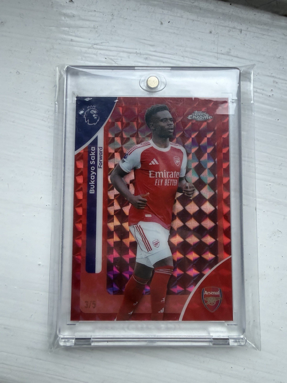Topps Chrome 2026 Premier League Geometric Red Parallel /5 Bukayo Saka Arsenal for sale on Ebay