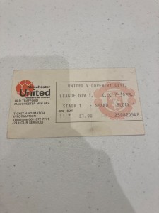 Manchester United vs Coventry City 1980s Division 1 match ticket for sale on Ebay