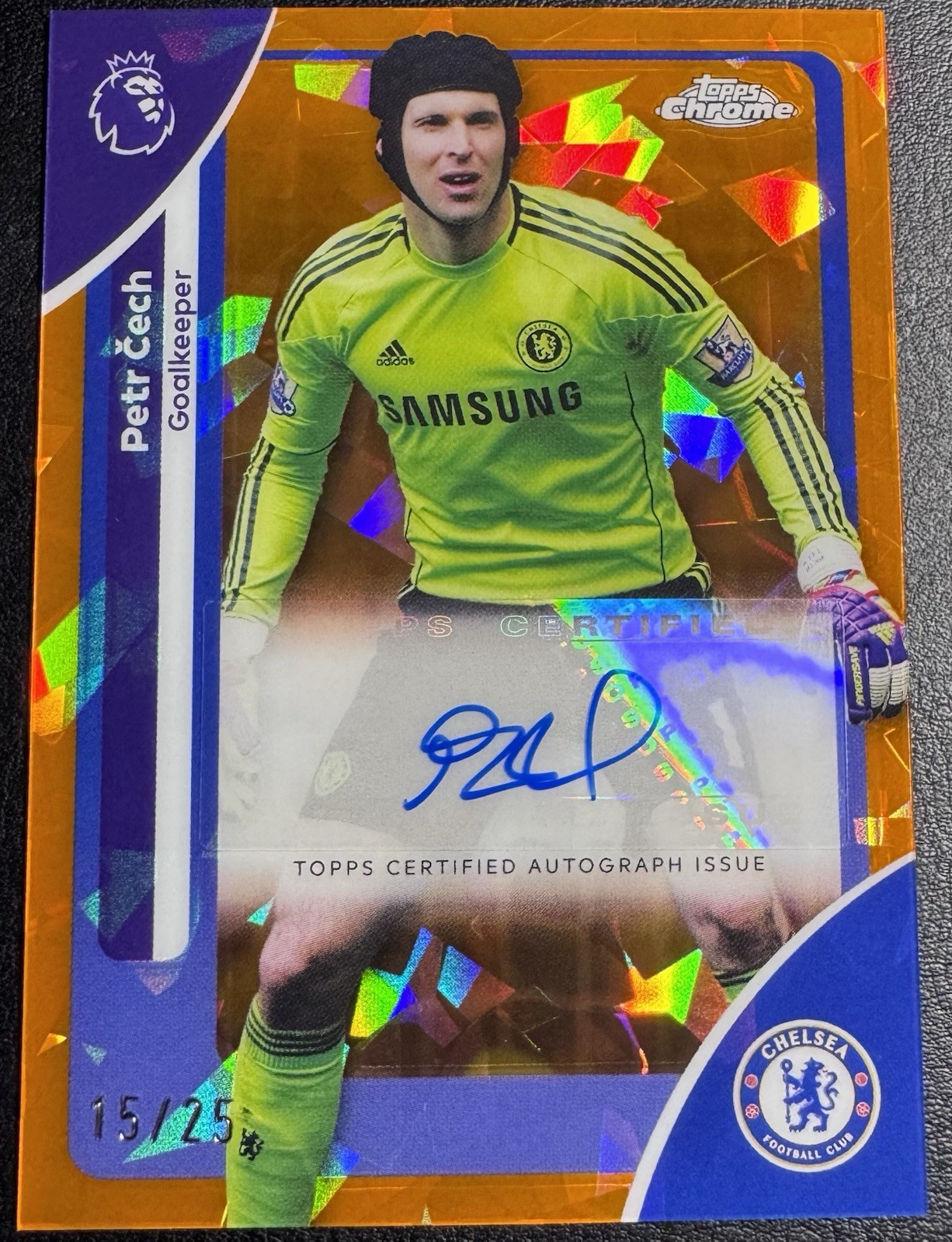 Topps Chrome Sapphire Premier League - PETR CECH - Chelsea FC - Auto Orange /25 for sale on Ebay