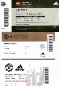 MANCHESTER UNITED V WATFORD 11/2/2017  (THREE) USED TICKETS MATCH/VIP/EXEC CLUB for sale on Ebay