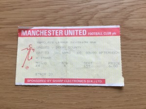 TICKET STUB MANCHESTER UNITED V DERBY COUNTY 13-JANUARY-1990 for sale on Ebay
