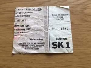 TICKET STUB LEICESTER CITY V MANCHESTER UNITED 7-FEBRUARY-1981 for sale on Ebay
