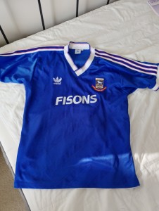 Ipswich Town Football Shirt Blue Mens Large Used fisons for sale on Ebay