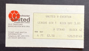 Manchester United v Everton - 1979/80 - Div 1 Match Ticket  46 years old for sale on Ebay