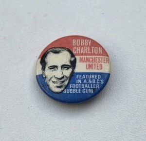 A&BC BUBBLE GUM MANCHESTER UNITED BOBBY CHARLTON VINTAGE 60'S PIN BADGE RARE for sale on Ebay