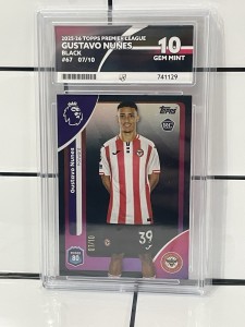 Topps Premier League Gustavo Nunes /10 Rookie RC - ACE Graded 10 - Brentford for sale on Ebay