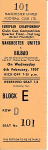 TICKET: Manchester United v Athletic Bilbao Spain (European Cup) 1956/1957 for sale on Ebay
