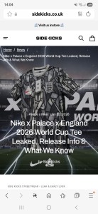 England Men's Football Shirt - Large (L) - Palace x Nike Limited Edition for sale on Ebay