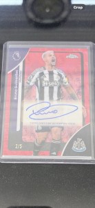 2026 Topps Chrome Red Logo Fractor Bruno Guimaraes Newcastle 2/5 Auto Card Rare for sale on Ebay