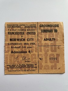 Feb 18th 1967 Manchester United Norwich City FA Cup 4th Round Match Ticket. for sale on Ebay